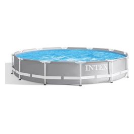 26712NP Piscina Fuori Terra Prisma Frame Rotonda Pompa Filtro 2006 L/h 6503 L Acciaio e PVC Grigio 366x76 cm 366x76 cm Con Pompa Filtro
