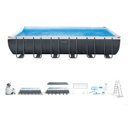 Intex 26368 Piscina Rettangolare con Scaletta Doppia Capacità d'Acqua 31.805 L al 90% Grigio 732 x 366 x 132 cm 732x366x132 cm Rettangolare Kit Deluxe e Set Volley