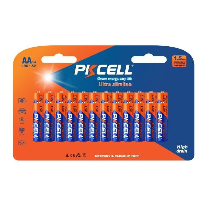 Pkcell batterie ultra alcaline aa lr6 stilo 24 pezzi