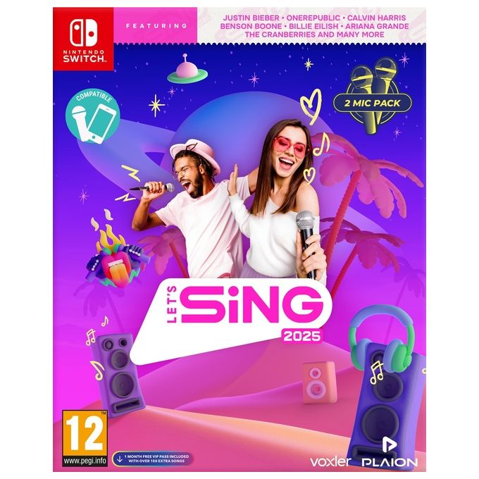 Plaion Videogioco Lets Sing 2025 International Version  2 Microfoni per Nintendo Switch