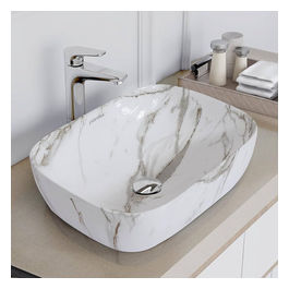 ALPHA White Marble Countertop Basin Stylish Ceramic Sink
