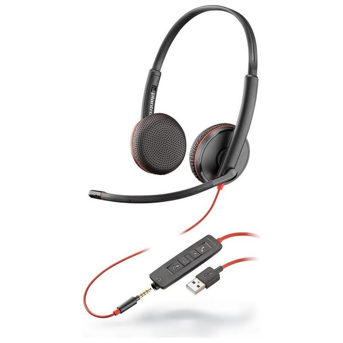 Plantronics Blackwire C3225 Cuffia Padiglione Auricolare Connettore 3.5mm Usb Tipo A Nero