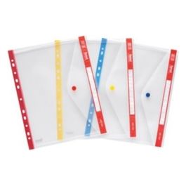 Confezione 5 Buste Perforate Universali con Bottone Blu