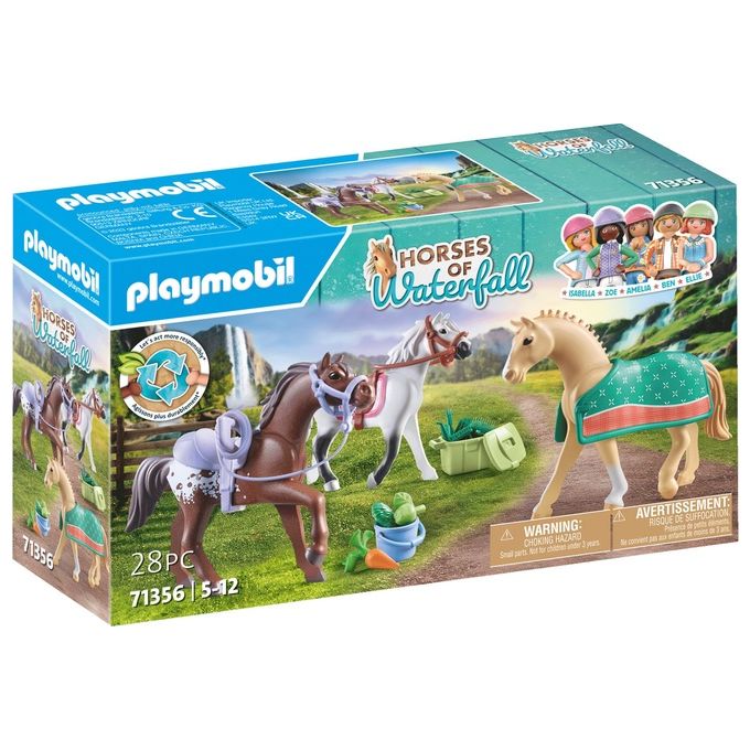 Image of Playmobil Set 3 Cavalli con Selle Horses of Waterfall