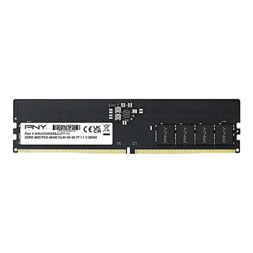 PNY PERFORMANCE DDR5 16GB 4800 MHz DIMM Modulo RAM per computer desktop CL40 1.1V Nero