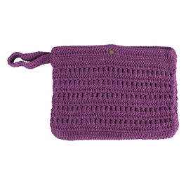 Pochette uncinetto prugna, 100% cotone, Crochet