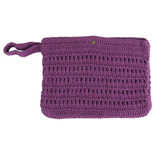 Pochette uncinetto prugna, 100% cotone, Crochet