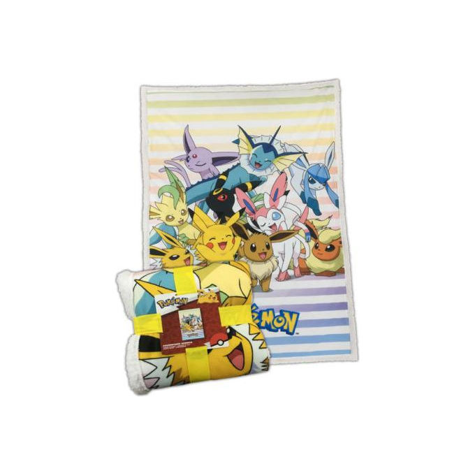 Pokemon, Coperta in Pile Sherpa Pikachu and Eevee Transformation, 100x150 cm