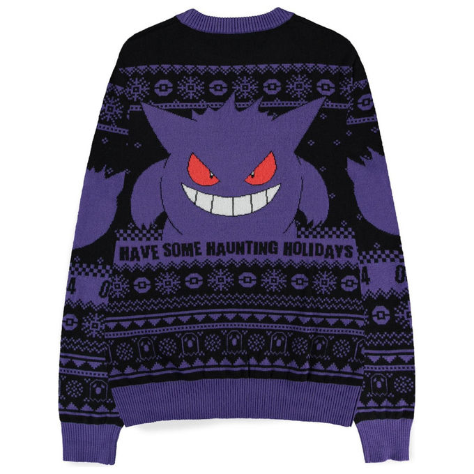 Pokemon, Maglione Natalizio Gengar, 50% Cotone 50% Acrilico, Taglia XS