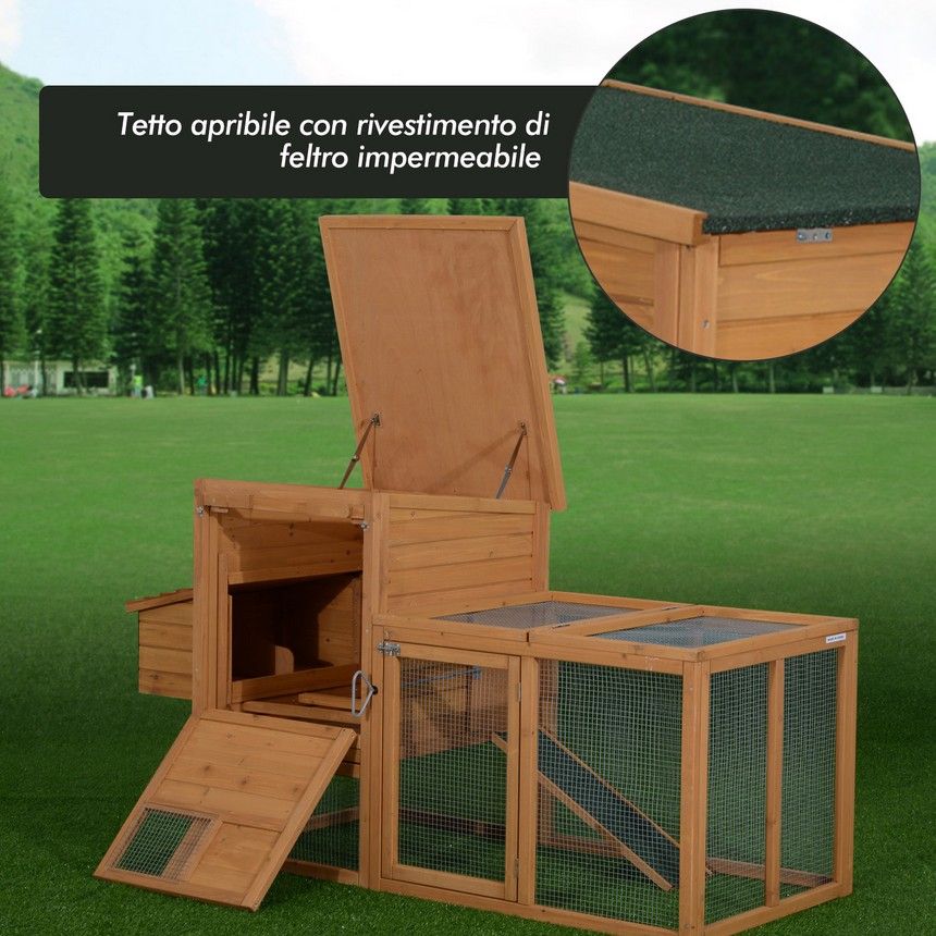 PawHut Pollaio per Galline Ovaiole da Esterno con Zona di Corsa, Zona di  Nidificazione e Vassoio Estraibile da Giardino in Legno, 200x80x105 cm -  PagineGialle Shop