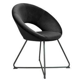 Poltroncina Austin in Velluto 71,5x58,5cm/H86cm Nero con Base Nera 