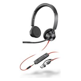 Cuffie Stereo Blackwire 3325 con Connettore Usb-c Certificate per Microsoft Teams  Spina da 3.5mm  Adattatore Usb-c/a