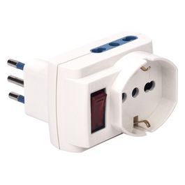 Polypool Adattatore 3 Pluristandard Spina Piccola Prese Grandi Bianco Multisize