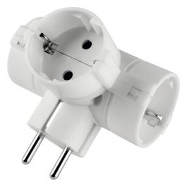 Polypool Adattatore Tripla Presa e Spina Standard Tedesco 16a 2P+T Bianco