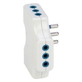 Polypool Adattatore Triplo 10A Bianco Spaziozero con Spina 10A 2p+T e 3 Prese 10a