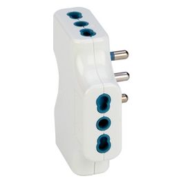 Polypool Adattatore Triplo 16A Bianco Spaziozero con Spina 16A 2p+T e 3 Prese 10/16a