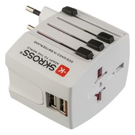 Polypool Adattatore Universale da Viaggio Compatto 10a 230v , con 2 Prese usb