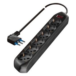 Polypool Multipresa da Tavolo 6 Uscite 10/16a Pluristandard con Spina Piccola e Interruttore di Sicurezza Colore nero