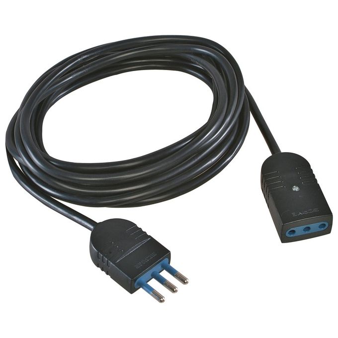 Polypool Prolunga 5mt 10a nera Lineare da 5m, cavo H05vv-f 3x0,75mm, Spina e Presa 10a