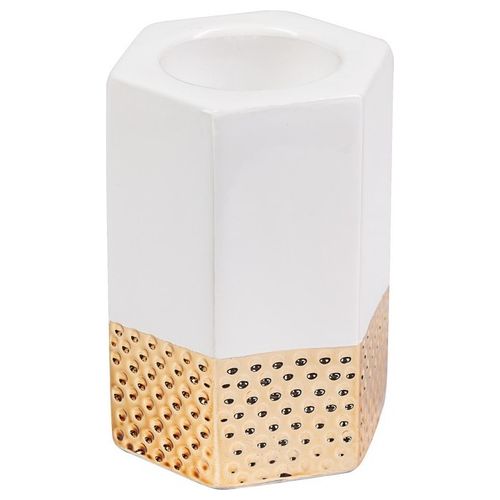Porta Tealight Esagonale Gold in Ceramica 7,8X7X11 cm