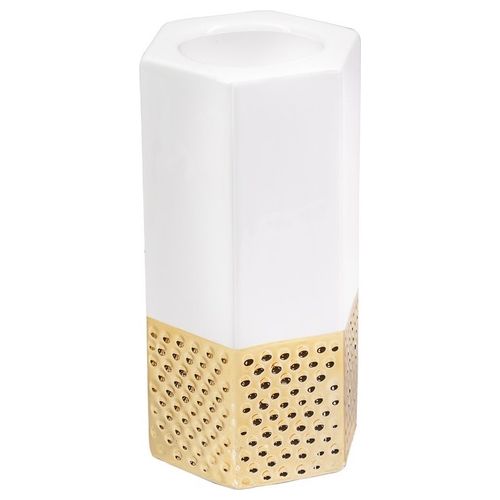 Porta Tealight Esagonale Gold in Ceramica 7,8X7X15 cm