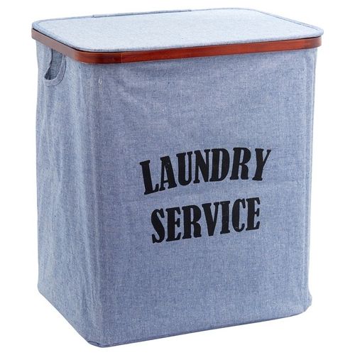 Portabiancheria pieghevole Laundry Service in cotone 46x37x6 blu