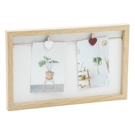 Portafoto Da Parete Hon con 2 Clip a Forma di Cuore in Mdf 21X35 cm Naturale