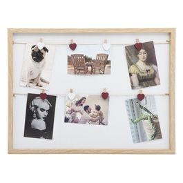Portafoto Da Parete Hon con 8 Clip a Forma di Cuore in Mdf 45X55 cm