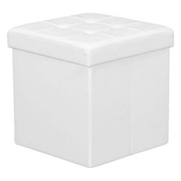 Pouf Contenitore Quadrato In Ecopelle  Bianco