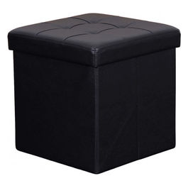Pouf Contenitore Quadrato In Ecopelle Nero