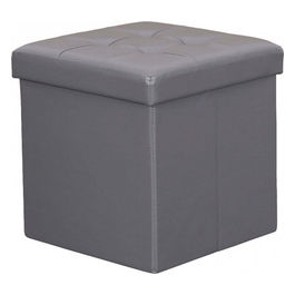 Pouf Contenitore Quadrato In Ecopelle Grigio
