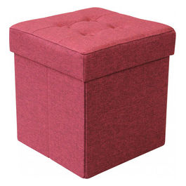 Pouf Contenitore Quadrato In Stoffa Bordeaux
