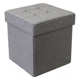 Pouf Contenitore Quadrato In Stoffa Grigio