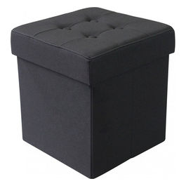 Pouf Contenitore Quadrato In Stoffa Nero