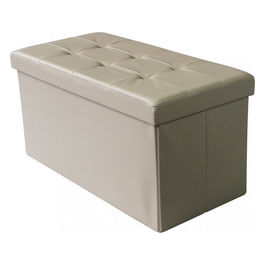 Pouf Contenitore Rettangolare In Ecopelle Naturale