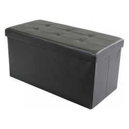 Pouf Contenitore Rettangolare In Ecopelle Nero
