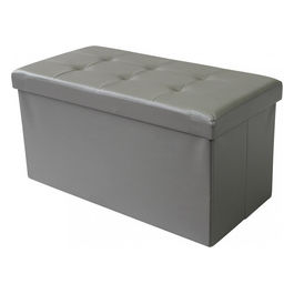 Pouf Contenitore Rettangolare In Ecopelle Grigio