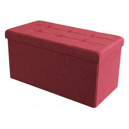 Pouf Contenitore Rettangolare In Stoffa Bordeaux