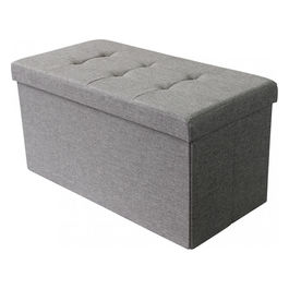 Pouf Contenitore Rettangolare In Stoffa Grigio