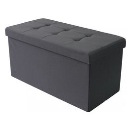 Pouf Contenitore Rettangolare In Stoffa Nero