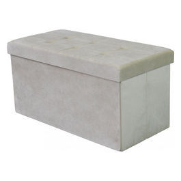Pouf Contenitore Rettangolare In Velluto Beig
