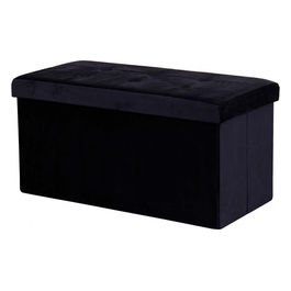Pouf Contenitore Rettangolare In Velluto Nero