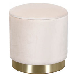 Pouf Contenitore Rotondo In Velluto Beig