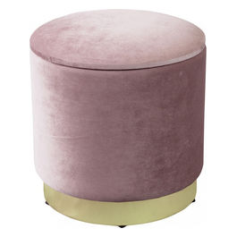 Pouf Contenitore Rotondo In Velluto Rosa
