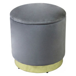 Pouf Contenitore Rotondo In Velluto Grigio Scuro