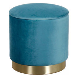 Pouf Contenitore Rotondo In Velluto Verde