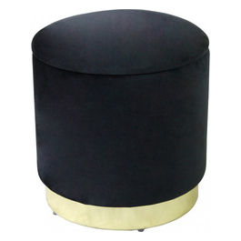 Pouf Contenitore Rotondo In Velluto Nero