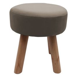 Pouf Fara in velluto e mdf tortora 34x34x38