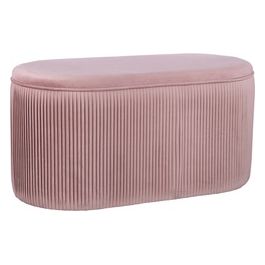 Pouf Ovale con Coperchio Arhis in Velluto 80x40cm/H40cm Rosa