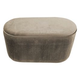 Pouf Ovale con Coperchio Arhis in Velluto 80x40cm/H40cm Grigio